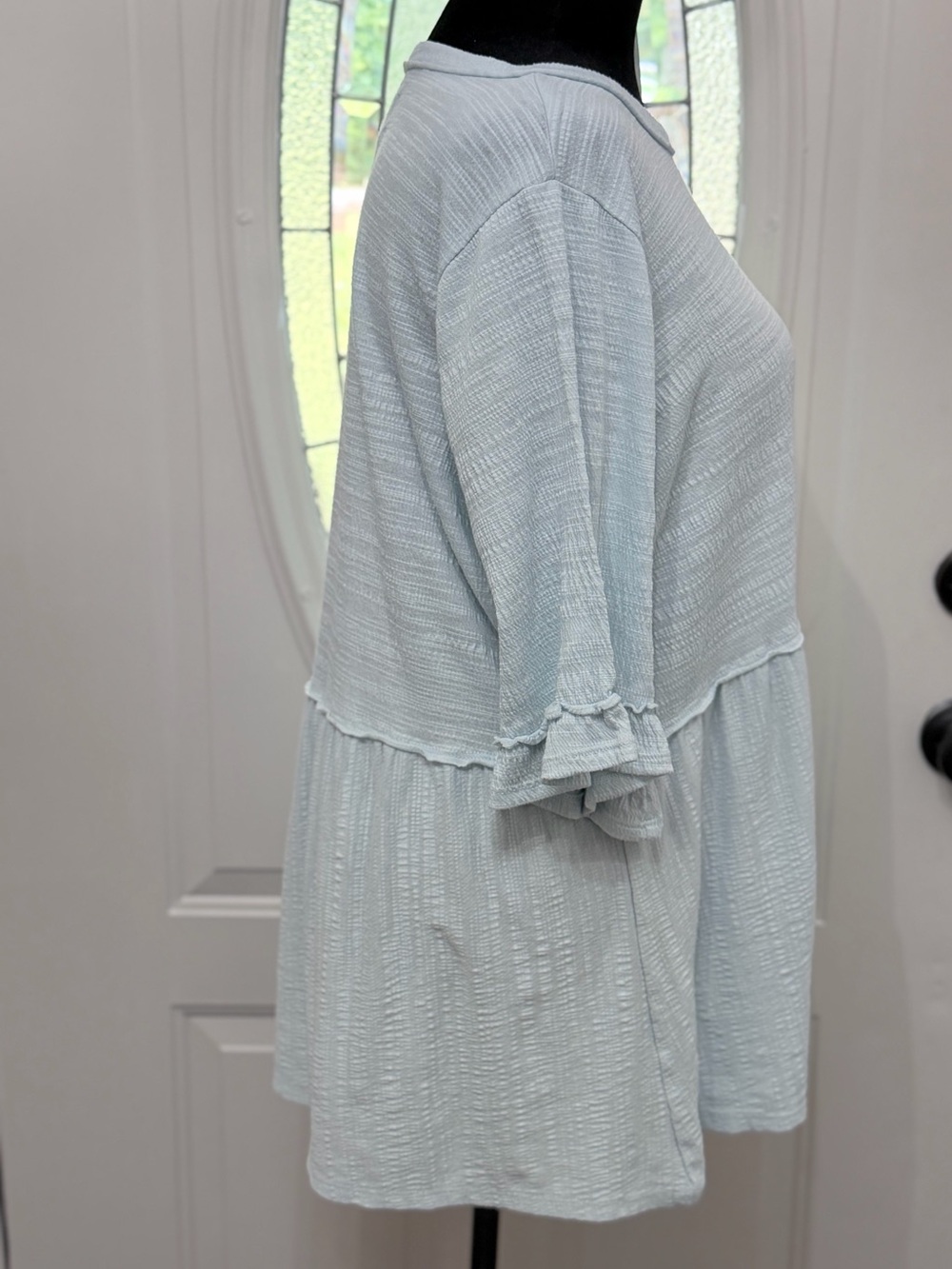 Wonderly Light Blue Ruffle Tiered Tunic Top - Picture 4 of 9